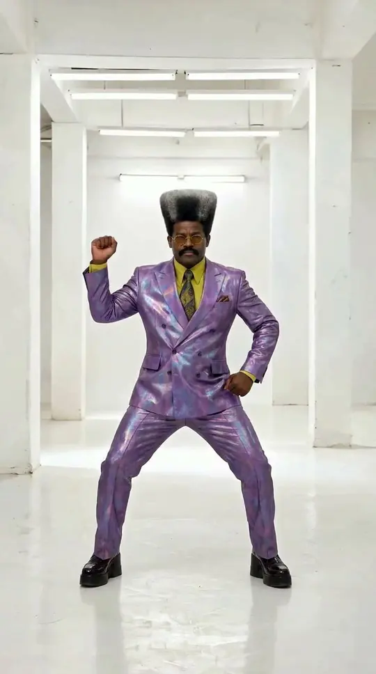 Disco Accountant placed into a dance studio frame