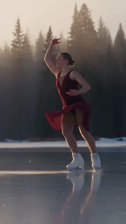 Figure skater on a frozen lake, generated with Seedance 2.5