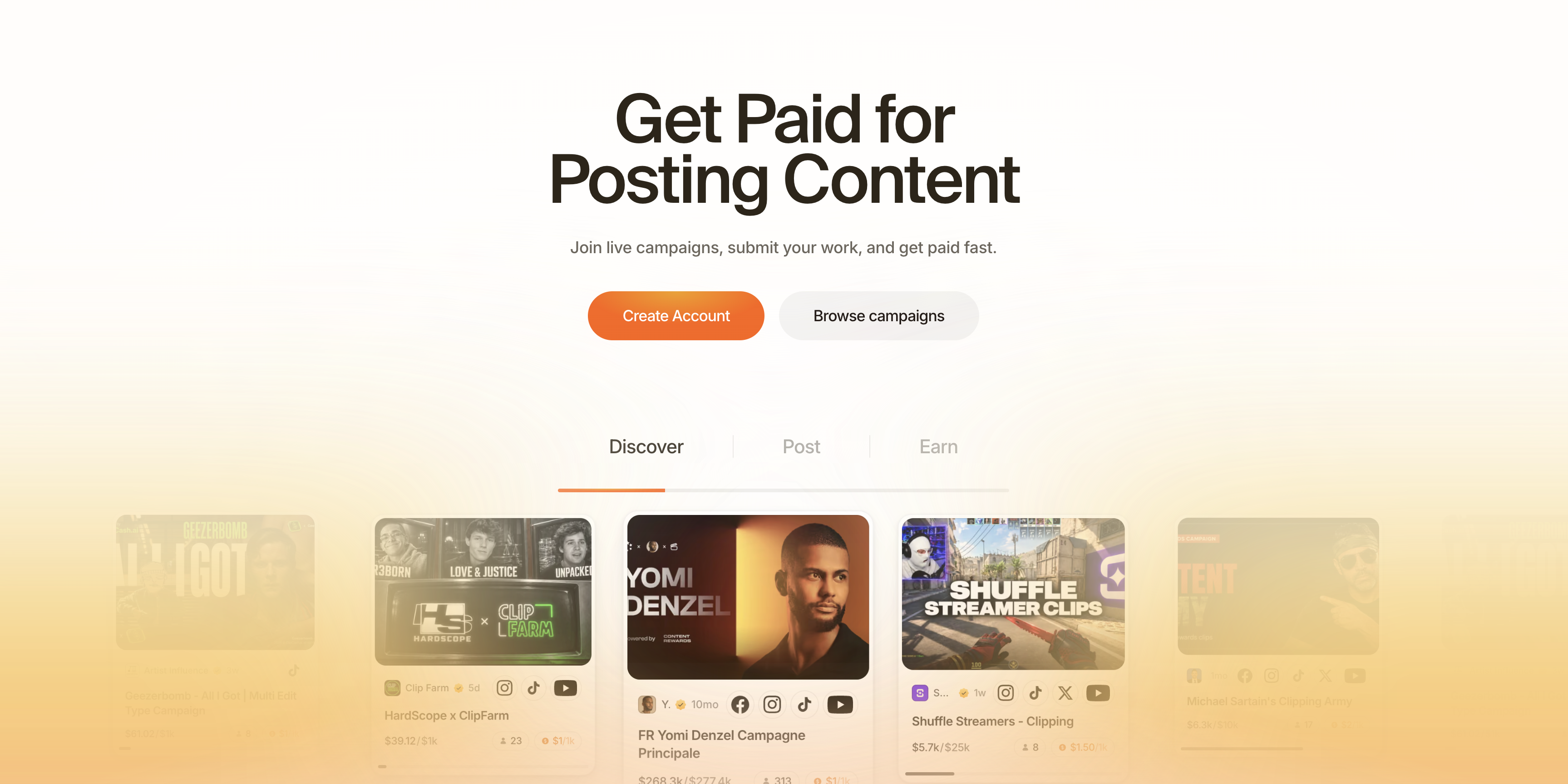 Content Rewards campaign discovery screen