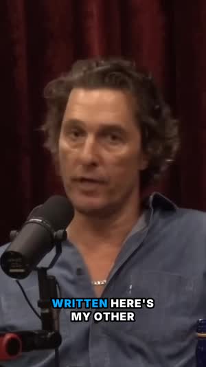 Matthew McConaughey talking to camera, captioned vertical clip