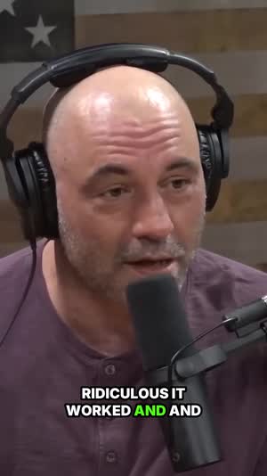 Joe Rogan mid-sentence, captioned vertical clip