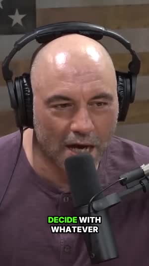 Joe Rogan close-up, captioned vertical clip