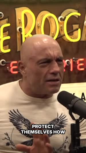 Joe Rogan mid-argument, captioned vertical clip